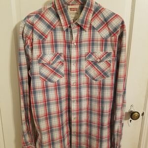 Red and Blue plaid button down shirt